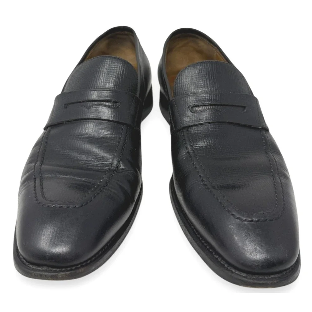 Salvatore Ferragamo Loafers‎ Mens 9 D Black Penny Loafer Leather Dress Shoes